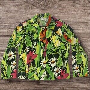Chicos Blazer Jacket Womens Size 2 (US 12) Colorful Floral Button Up